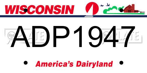ADP1947 Wisconsin License Plate