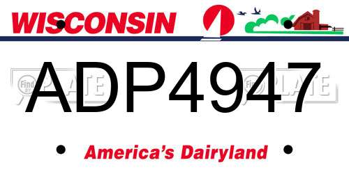 ADP4947 Wisconsin License Plate