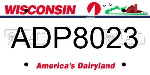 ADP8023 Wisconsin License Plate