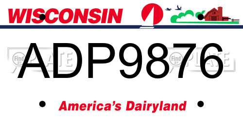 ADP9876 Wisconsin License Plate