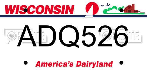 ADQ526 Wisconsin License Plate