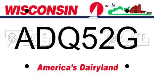 ADQ52G Wisconsin License Plate