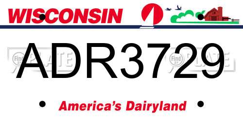 ADR3729 Wisconsin License Plate
