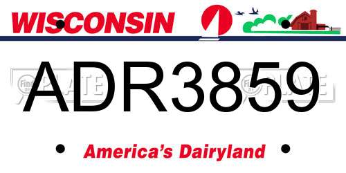 ADR3859 Wisconsin License Plate