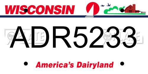 ADR5233 Wisconsin License Plate