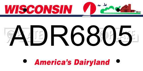 ADR6805 Wisconsin License Plate