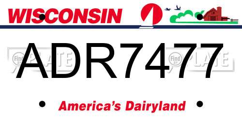 ADR7477 Wisconsin License Plate