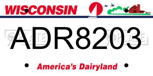 ADR8203 Wisconsin License Plate