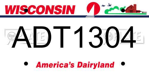 ADT1304 Wisconsin License Plate