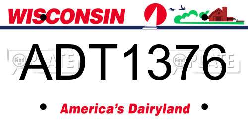 ADT1376 Wisconsin License Plate