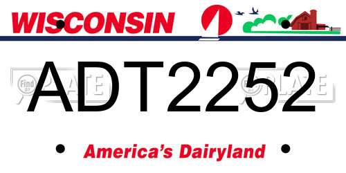 ADT2252 Wisconsin License Plate