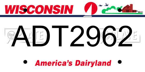 ADT2962 Wisconsin License Plate