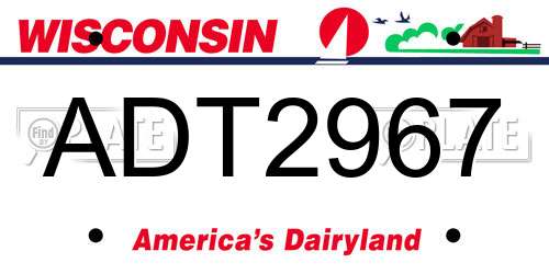ADT2967 Wisconsin License Plate