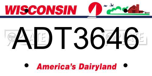 ADT3646 Wisconsin License Plate
