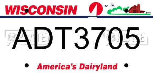 ADT3705 Wisconsin License Plate