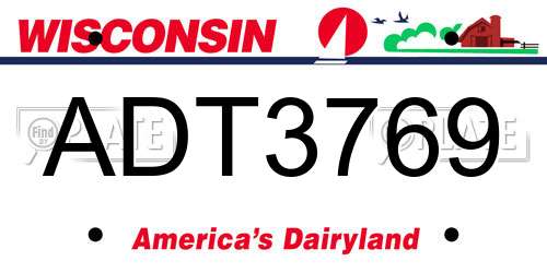 ADT3769 Wisconsin License Plate