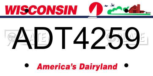 ADT4259 Wisconsin License Plate