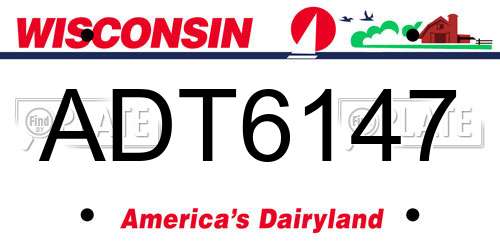ADT6147 Wisconsin License Plate