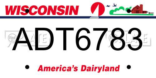 ADT6783 Wisconsin License Plate