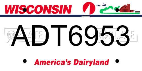 ADT6953 Wisconsin License Plate