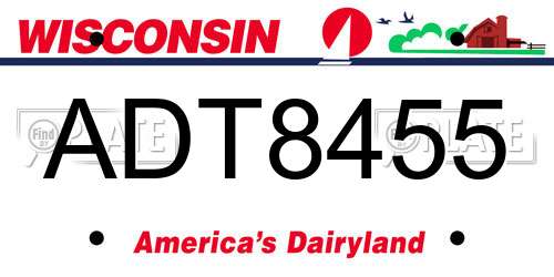 ADT8455 Wisconsin License Plate