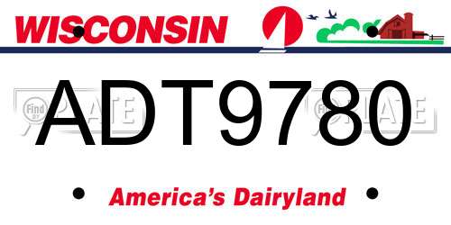 ADT9780 Wisconsin License Plate