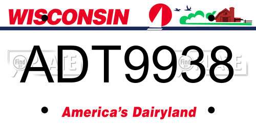 ADT9938 Wisconsin License Plate