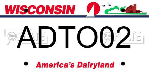 ADTO02 Wisconsin License Plate