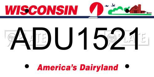 ADU1521 Wisconsin License Plate
