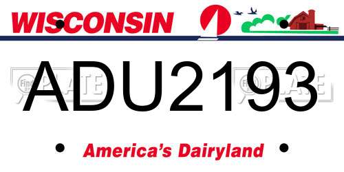 ADU2193 Wisconsin License Plate