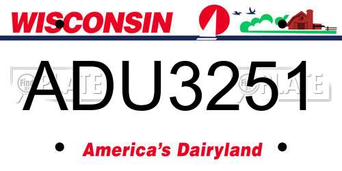 ADU3251 Wisconsin License Plate