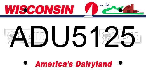 ADU5125 Wisconsin License Plate