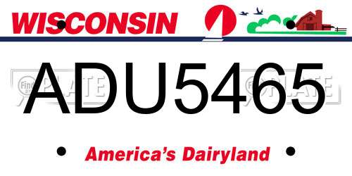 ADU5465 Wisconsin License Plate