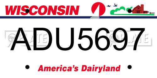 ADU5697 Wisconsin License Plate