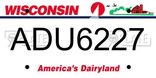 ADU6227 Wisconsin License Plate