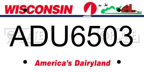 ADU6503 Wisconsin License Plate