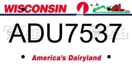 ADU7537 Wisconsin License Plate