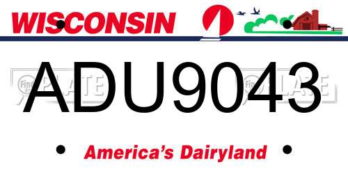 ADU9043 Wisconsin License Plate