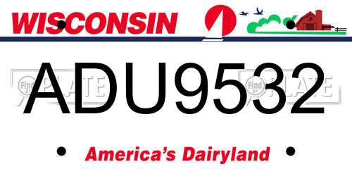 ADU9532 Wisconsin License Plate