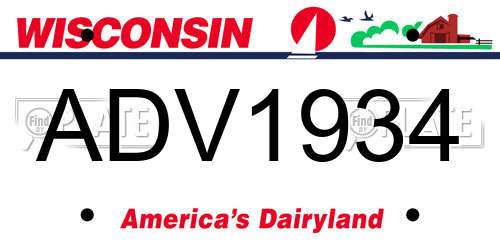 ADV1934 Wisconsin License Plate