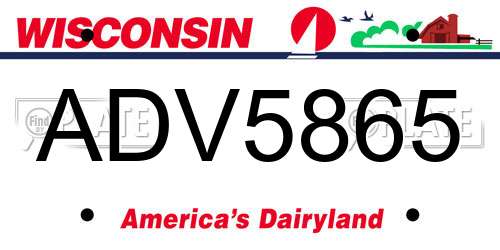 ADV5865 Wisconsin License Plate