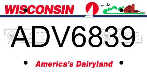ADV6839 Wisconsin License Plate