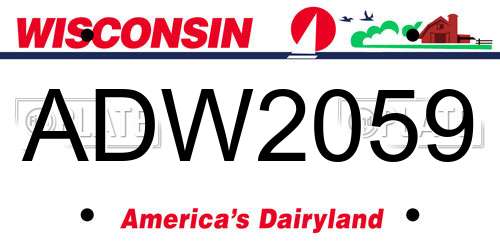 ADW2059 Wisconsin License Plate