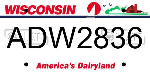ADW2836 Wisconsin License Plate
