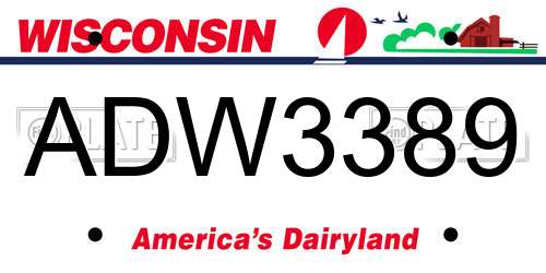 ADW3389 Wisconsin License Plate