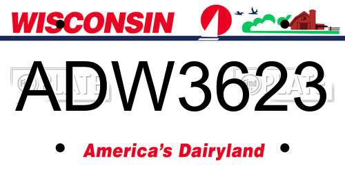 ADW3623 Wisconsin License Plate