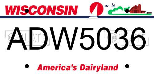 ADW5036 Wisconsin License Plate