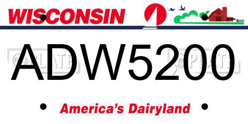 ADW5200 Wisconsin License Plate