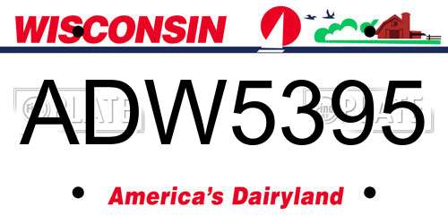 ADW5395 Wisconsin License Plate