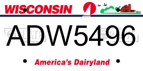 ADW5496 Wisconsin License Plate